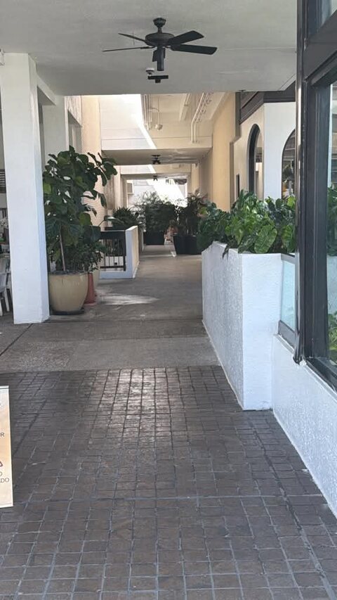 The covered arcade corridor at Bal Harbour Shops, Miami